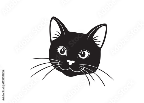 Peeking cat silhouette vector