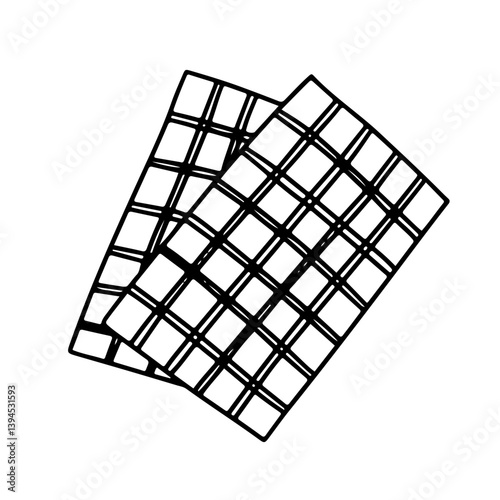 Checkered napkin hand drawn doodle vector sketch