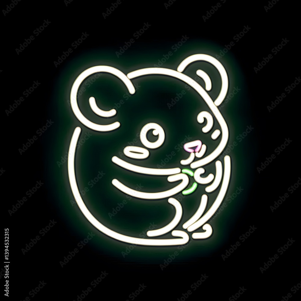 Obraz premium 햄스터, 네온사인 아트, jpeg (Hamster, neon sign art, jpeg)