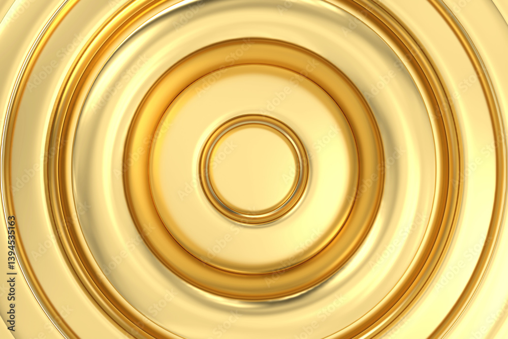 Golden Rings, captivating showcasing concentric golden rings, elegantly crafted to draw the viewer eye into harmonious display of intricate design, 3d rendering