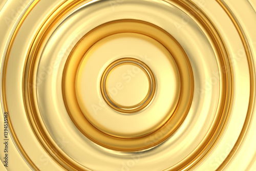 Golden Rings, captivating showcasing concentric golden rings, elegantly crafted to draw the viewer eye into harmonious display of intricate design, 3d rendering