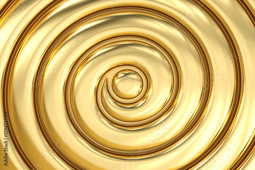 Obraz na płótnie Golden spiral abstract background features swirling pattern of shiny metallic gold ideal for designs requiring elegance and sophistication The texture is smooth and reflective, 3d rendering w salonie