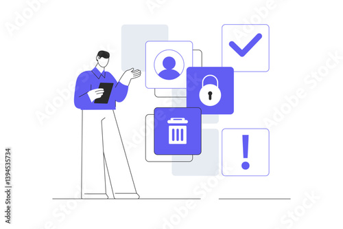 Data analytics concept. Dashboard SEO on screen. Business finance report. Performance data analytics. Flat Cartoon Vector Illustration, icon. Stylish abstract design 