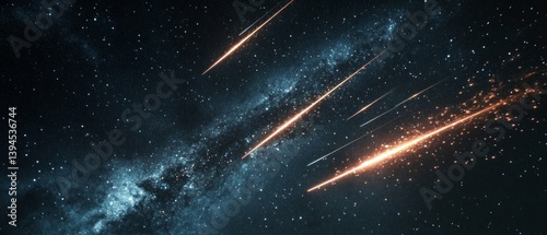 Obraz na płótnie Cosmic background with shooting stars and galaxies, suitable for scientific articles, book covers, space theme design. w salonie