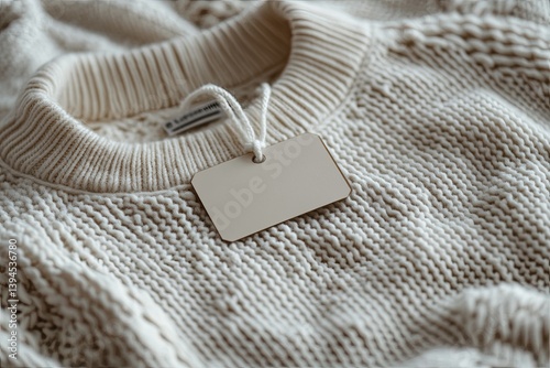 High Definition View of White Knit Sweater with Tag
