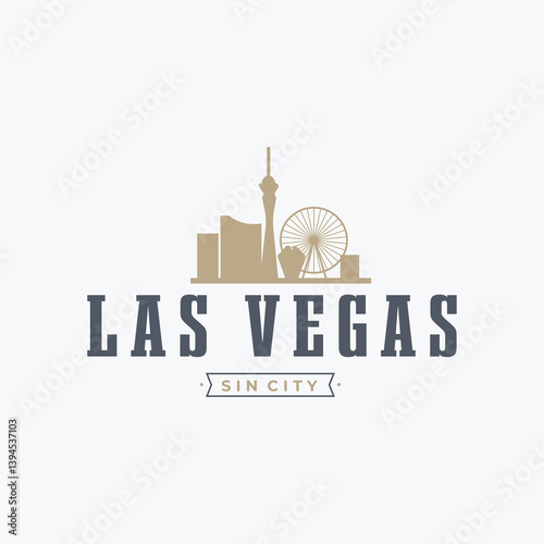 Fun vector design of Las Vegas city silhouette suitable for stickers or prints
