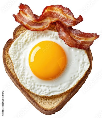 PNG Fried egg and crispy bacon on toast