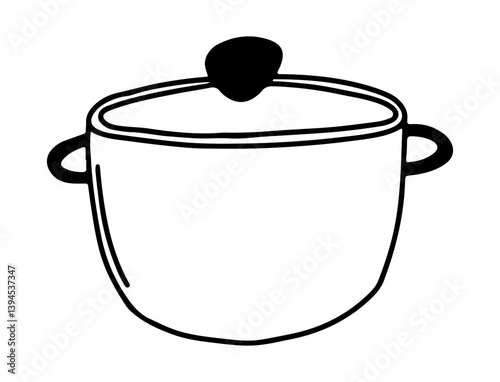 Hand drawn saucepan with lid doodle vector sketch