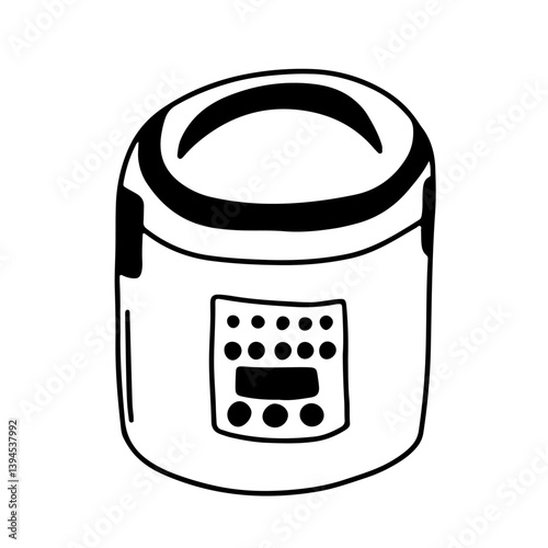Multicooker hand drawn vector sketch