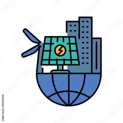 Smart cities  color flat icon for digital and print projects.