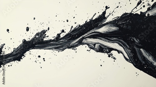 Abstract ink splash art on white background.