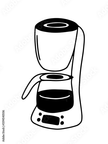 Drip coffee maker doodle vector illustration