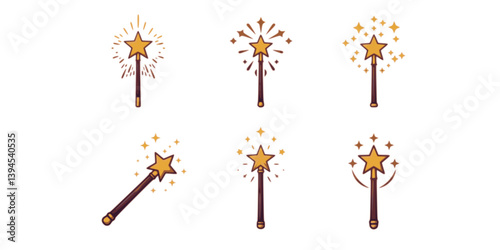 set of Magic wand icon logo design template isolated illustration
