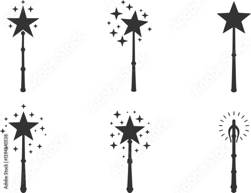 set of Magic wand icon logo design template isolated illustration
