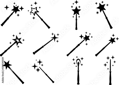 set of Magic wand icon logo design template isolated illustration
