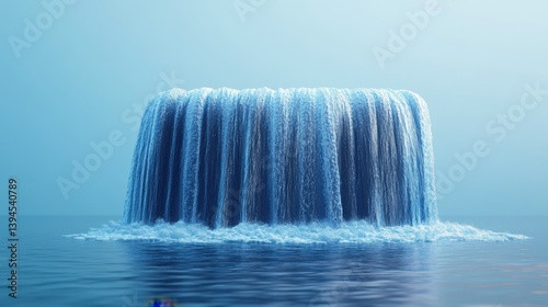 A serene waterfall cascades into tranquil waters, creating a peaceful and mesmerizing natural scene.