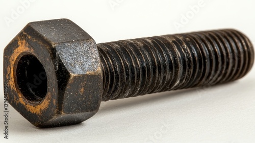 A solitary metal nut displayed on a white background, typically known as a female screw