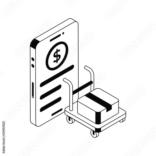Well crafted premium isometric outline icon of buy online service