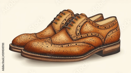 A hand-drawn doodle of trendy men's brogue shoes with a modern twist