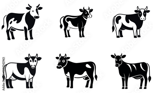 Cow Silhouette Collection Eid Mubarak Silhouette Design Set