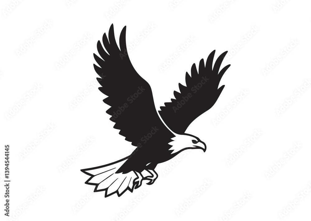 Flying Bald Eagle silhouette vector Flying Bald Eagle silhouette vector