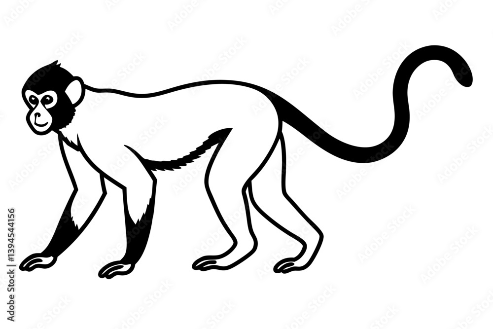 Obraz premium Elegant Addax antelope silhouette in minimalist line art vector style. This clean and modern wildlife design features the distinctive curved horns and sleek profile of the desert-dwelling Addax, 