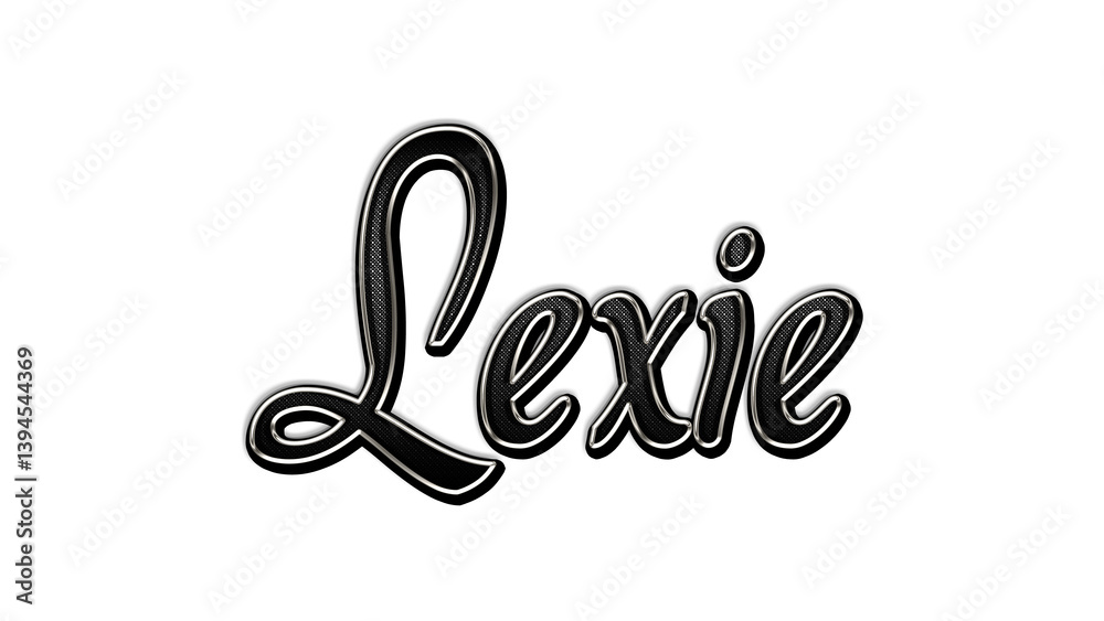 black metal 3d design of name Lexie on white background. black metal 3d design of name Lexie on white background.