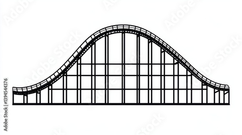 Black and White Outline of a Classic Amusement Park Roller Coaster Design for Creative Projects