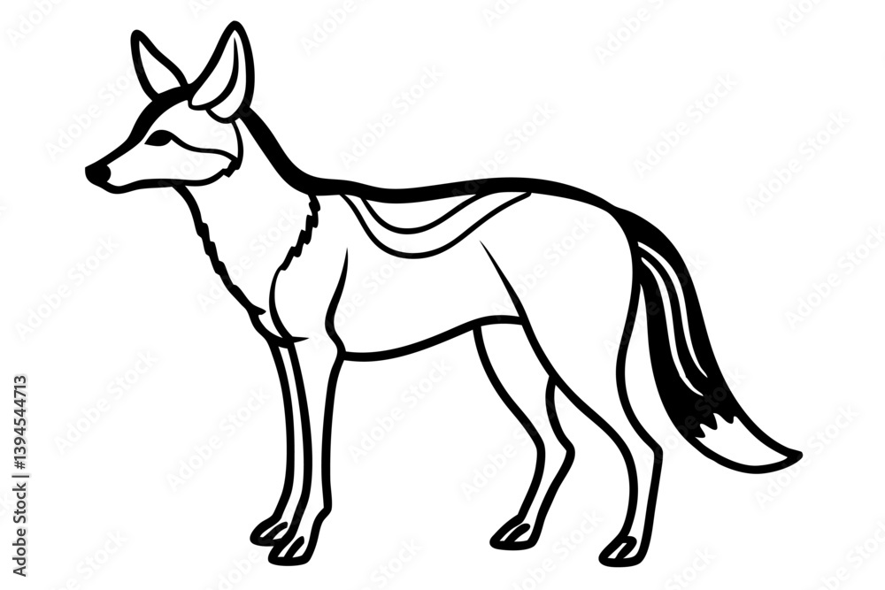 Fototapeta premium Elegant Addax antelope silhouette in minimalist line art vector style. This clean and modern wildlife design features the distinctive curved horns and sleek profile of the desert-dwelling Addax, 