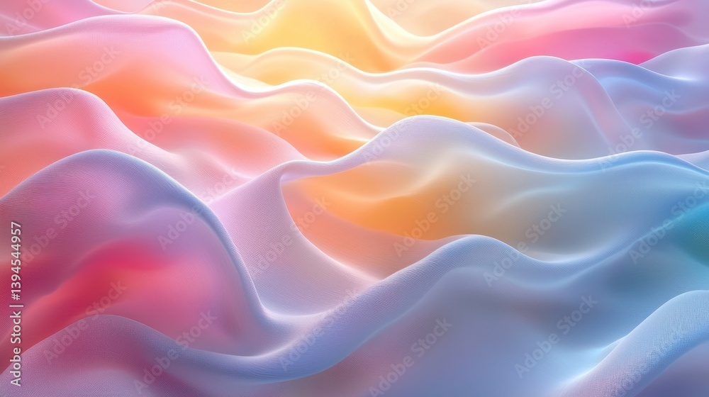 Obraz premium Abstract pastel waves, flowing fabric, soft colors, digital art.