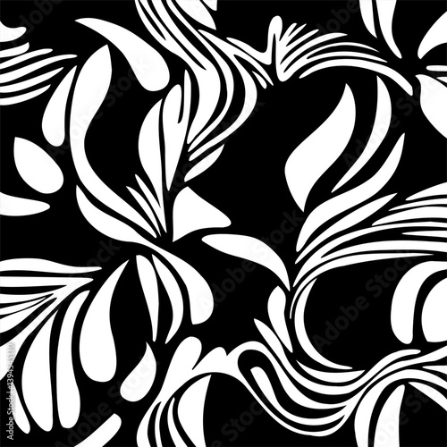 Seamless abstract hand drawn leaves pattern.