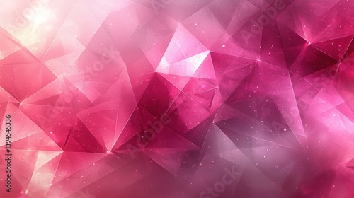 Abstract polygonal background with vibrant pink and light purple hues, featuring a fractured crystal or gem-like design with a soft, glowing effect.