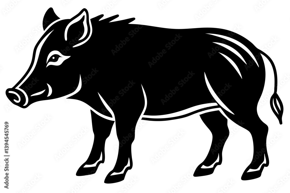 Obraz premium Elegant Addax antelope silhouette in minimalist line art vector style. This clean and modern wildlife design features the distinctive curved horns and sleek profile of the desert-dwelling Addax, ideal