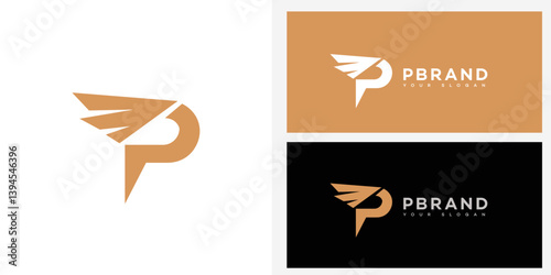 Modern Abstract P Letter Logo Design with Wings