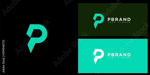 Modern Teal P Letter Logo Design