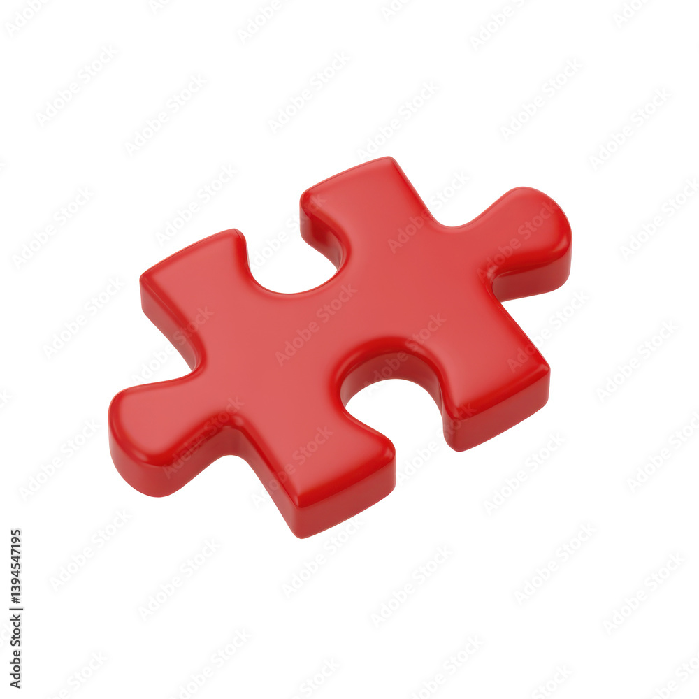 3D Red Jigsaw Puzzle Piece – Bold and Minimalist Icon Art 3D Red Jigsaw Puzzle Piece – Bold and Minimalist Icon Art