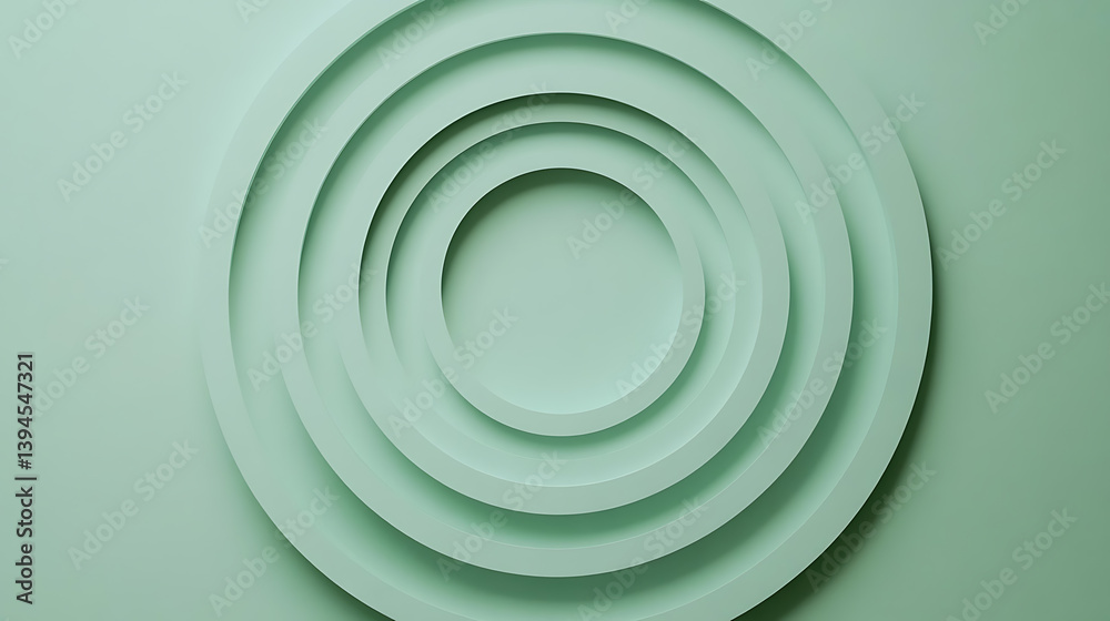 Thin concentric blocks on a soft pastel green surface, Geometric shapes expanding symmetrically with central space, Block-expansion minimalist style Thin concentric blocks on a soft pastel green surface, Geometric shapes expanding symmetrically with central space, Block-expansion minimalist style