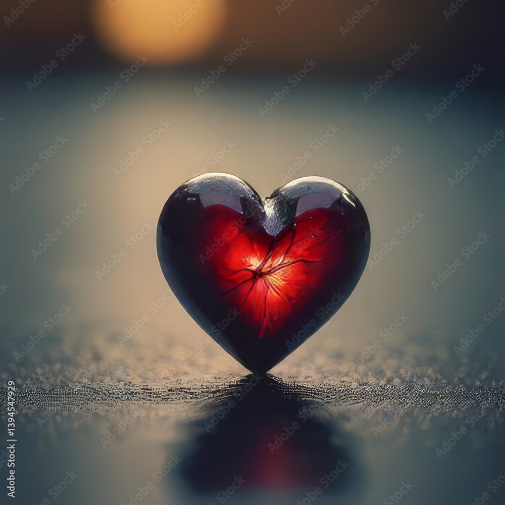 Fototapeta premium red heart in the glass