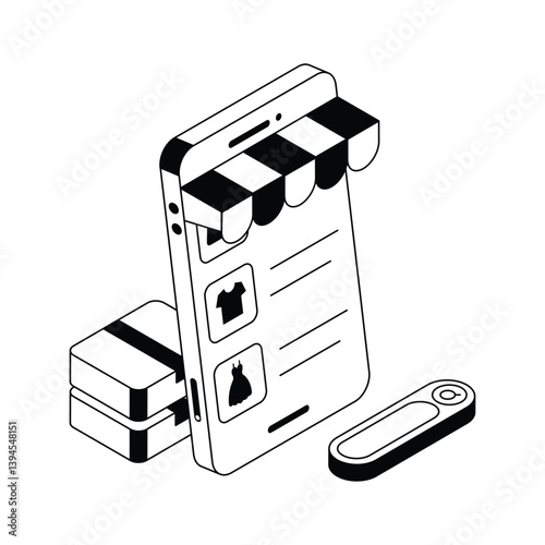 Ready to use isometric style icon of m commerce app
