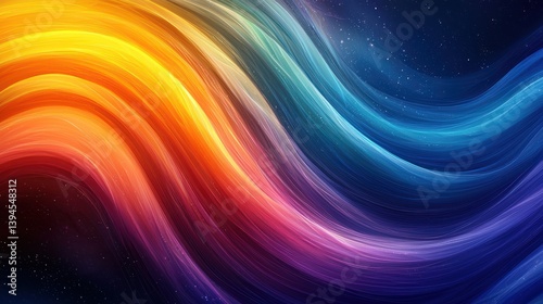 Abstract vibrant swirling colorful vibrant dynamic flowing lines design with a dark background and space-like texture.