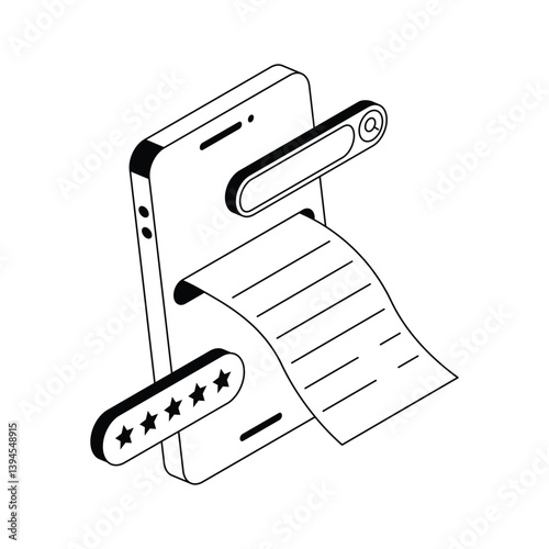 A well crafted isometric style icon of mobile invoice