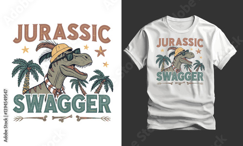 Jurassic Swagger, dinosaur Styled Faces and Vintage Typography Concepts,T-shirt design