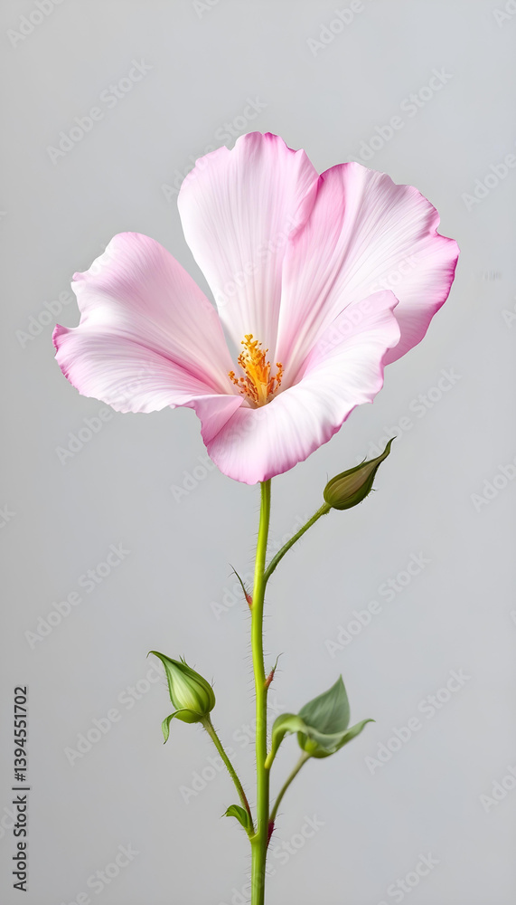 Delicate Pink Flower Blossom on Soft Gray - Spring/Summer Floral Beauty for Backgrounds, Decor, and Creative Designs - isolated background high resolution premium collection Delicate Pink Flower Blossom on Soft Gray - Spring/Summer Floral Beauty for Backgrounds, Decor, and Creative Designs - isolated background high resolution premium collection
