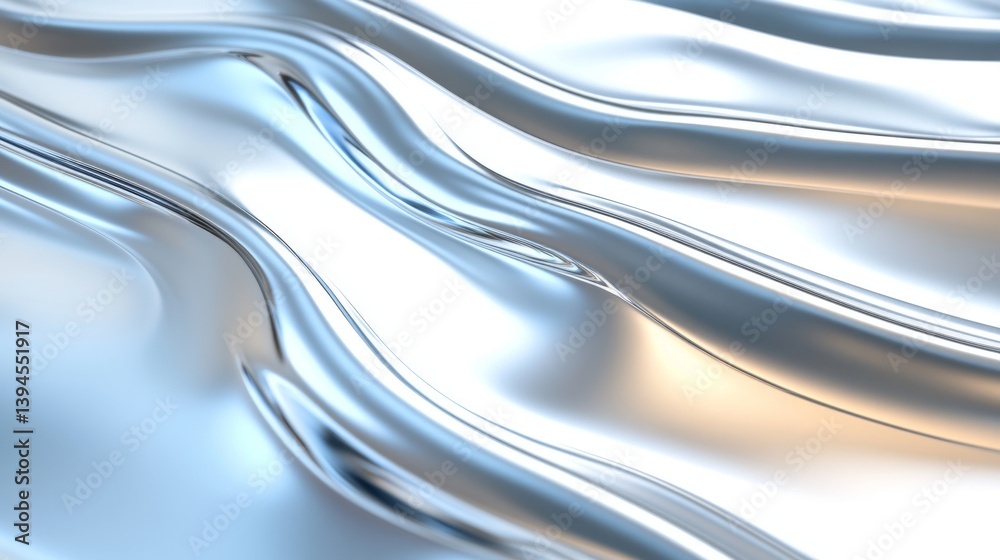 Obraz premium A series of 3D chrome abstract liquid forms, showcasing realistic renderings of contemporary inflated metal objects