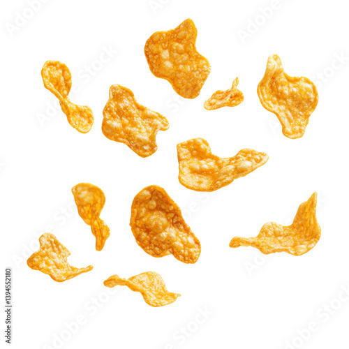 Golden Corn Flakes Dance in Air, a Delightful Breakfast Scene. Crispy, light, and airy, they seem to float effortlessly.