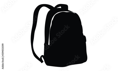 School backpack vector art silhouette, Black school backpack silhouette vector design