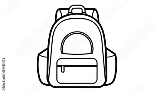 School backpack vector art silhouette, Black school backpack silhouette vector design