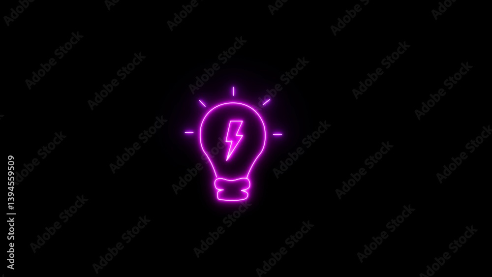 Neon line technology light bulb icon isolated on black background. neon line light icon illustration. Neon line technology light bulb icon isolated on black background. neon line light icon illustration.