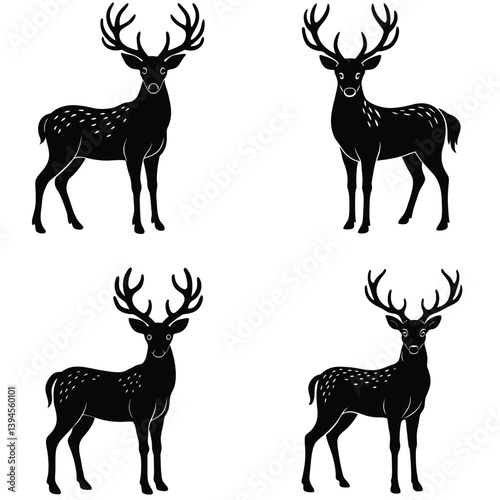 Deer vector shilhouette single collection
