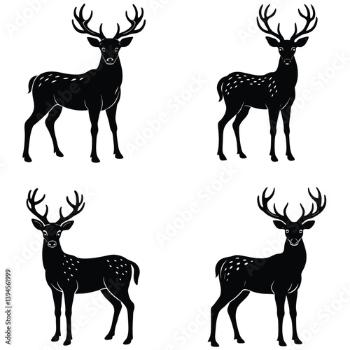 Deer vector shilhouette single collection